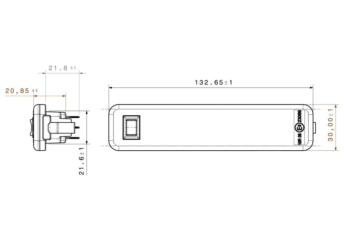 Rectangular LED cabin light with switch